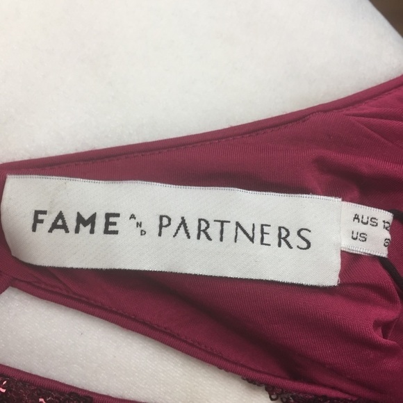 Fame and Partners Open Back Dark Red Sequin Midi Cocktail Dress Size 8 - Picture 12 of 13